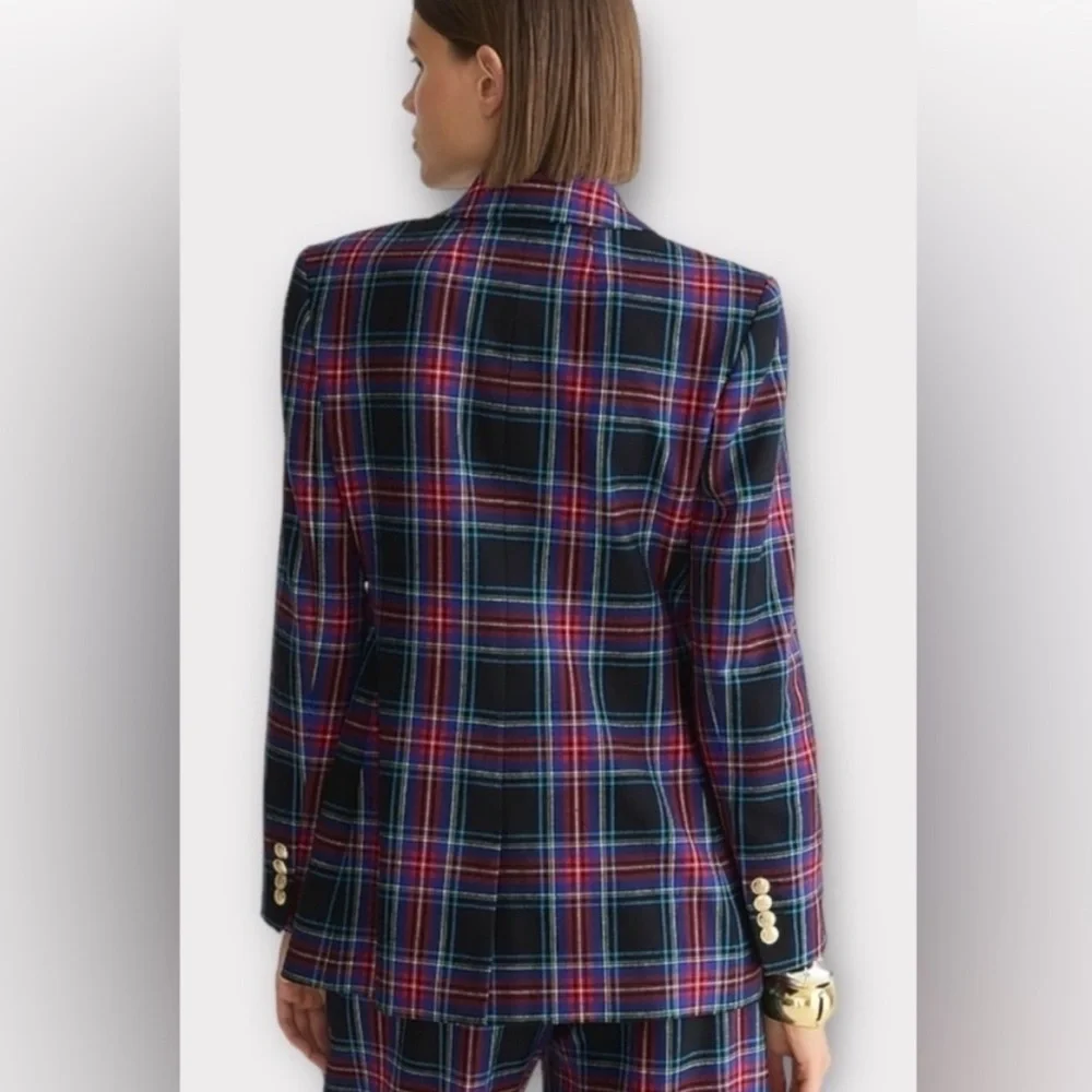 J. Crew Nipped-in Blazer In Stewart Tartan Sz 8
